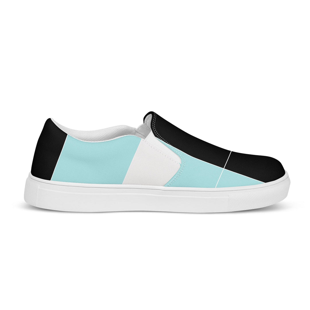 Mens Slip-on Canvas Shoes Pastel Pink Black Blue Colorblock Lines