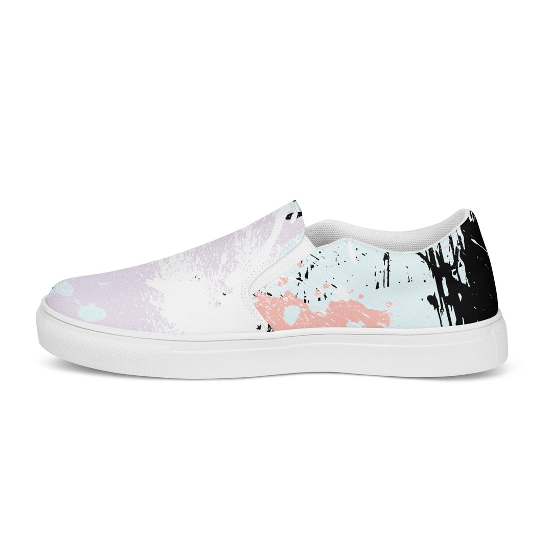 Mens Slip-on Canvas Shoes Pink Black Abstract Pattern