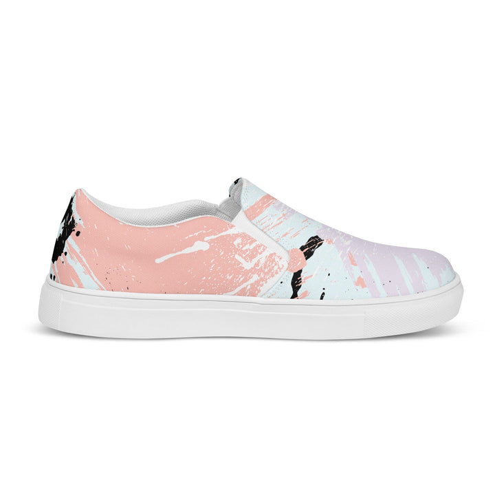 Mens Slip-on Canvas Shoes Pink Black Abstract Pattern