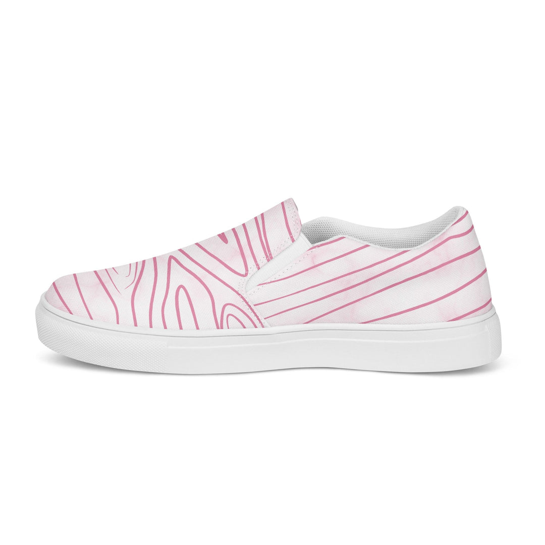 Mens Slip-on Canvas Shoes Pink Line Art Sketch Print