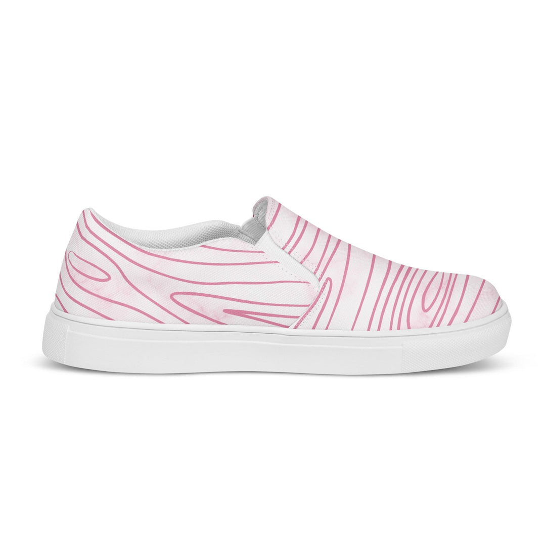 Mens Slip-on Canvas Shoes Pink Line Art Sketch Print