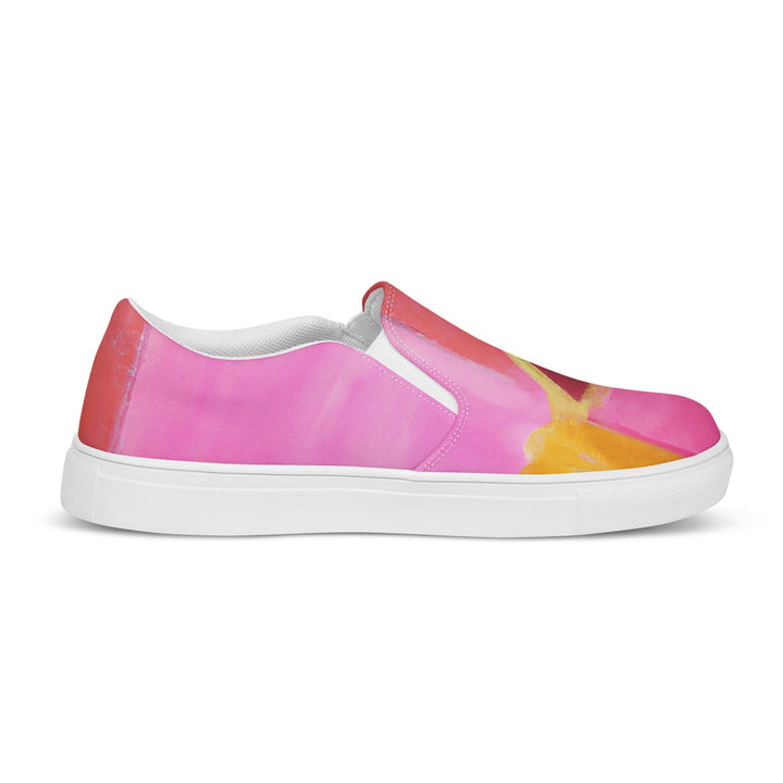 Mens Slip-on Canvas Shoes Pink Mauve Red Geometric Pattern