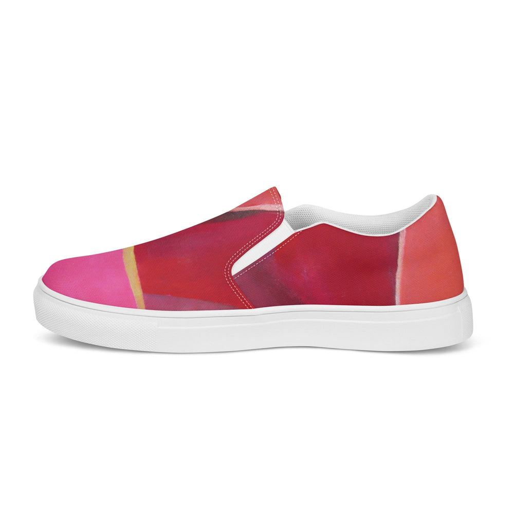 Mens Slip-on Canvas Shoes Pink Mauve Red Geometric Pattern