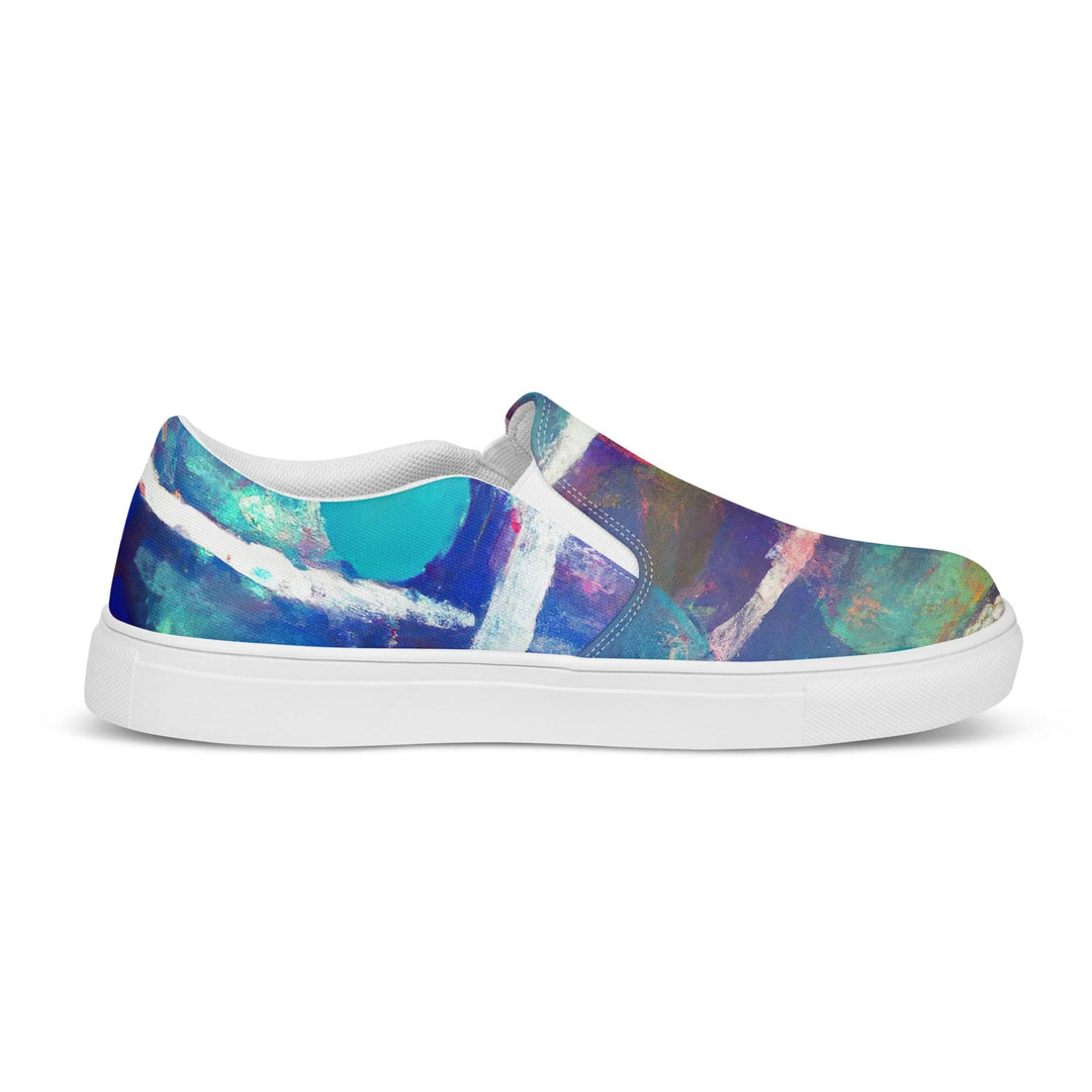 Mens Slip-on Canvas Shoes Red Blue Multicolor Abstract Print