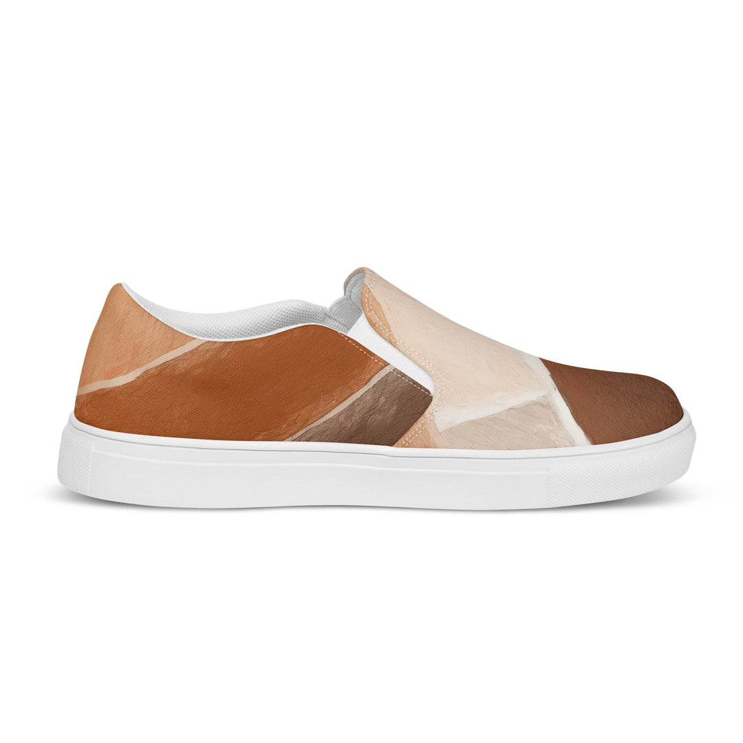 Mens Slip-on Canvas Shoes Rust Stone Print 41162