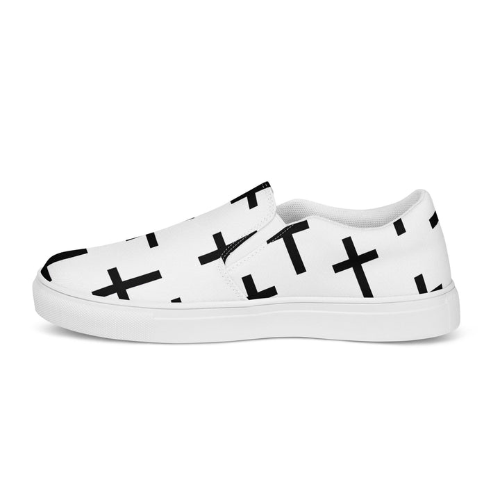 Mens Slip-on Canvas Shoes Seamless Cross Pattern