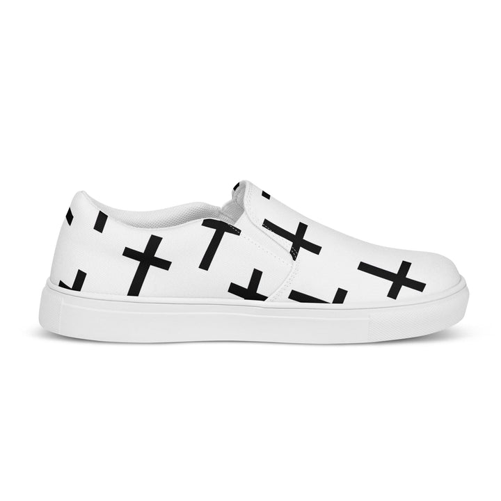 Mens Slip-on Canvas Shoes Seamless Cross Pattern