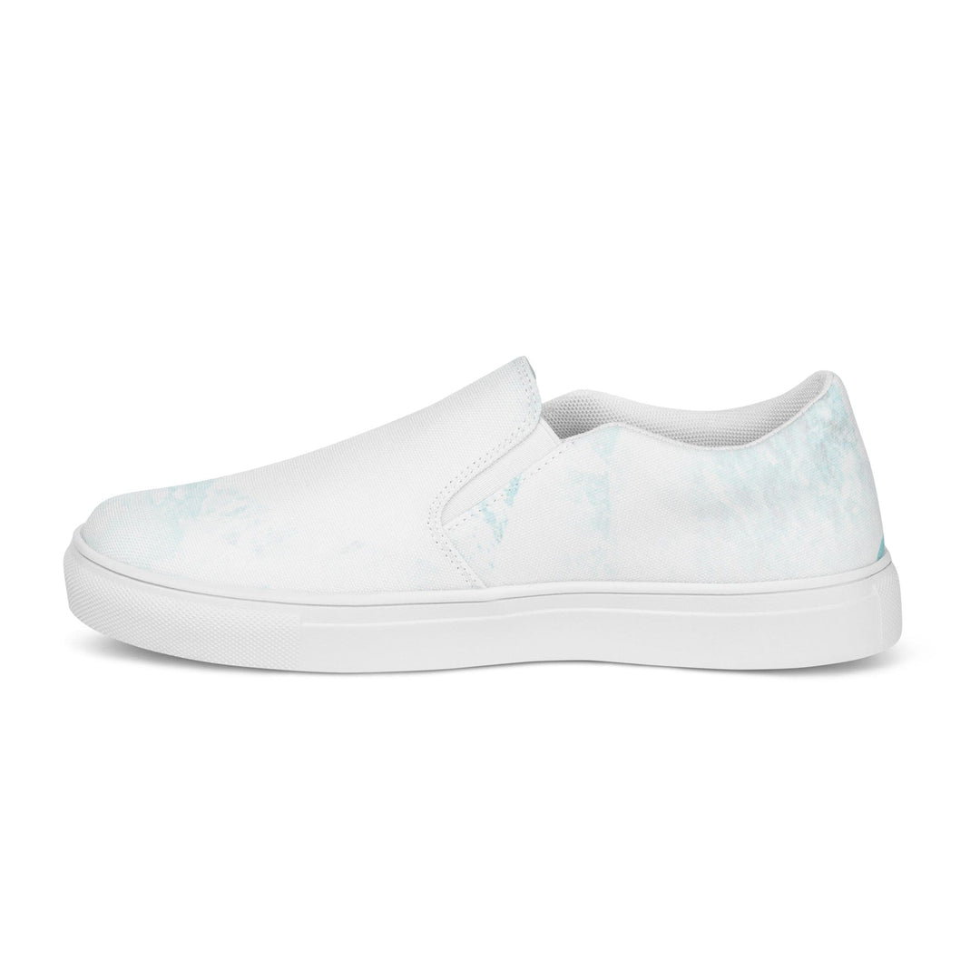 Mens Slip-on Canvas Shoes Subtle Abstract Ocean Blue and White Print