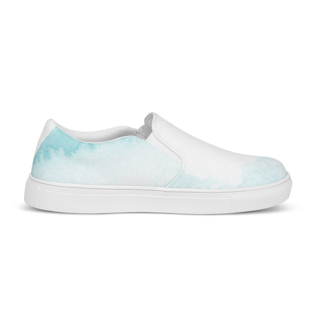 Mens Slip-on Canvas Shoes Subtle Abstract Ocean Blue and White Print