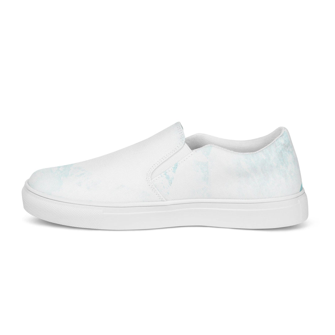 Men’s Slip-on Canvas Shoes Subtle Abstract Ocean Blue and White Print