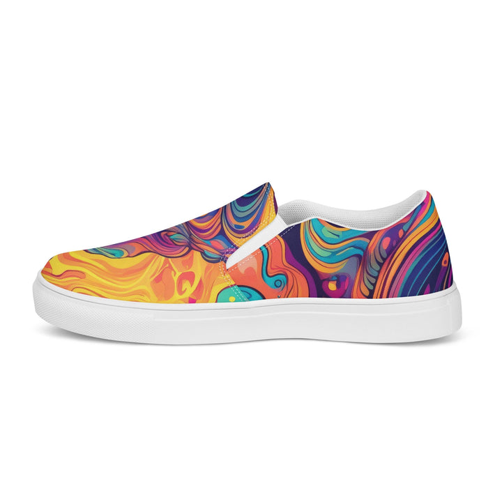 Mens Slip-on Canvas Shoes Vibrant Psychedelic Kaleidoscope Boho 2