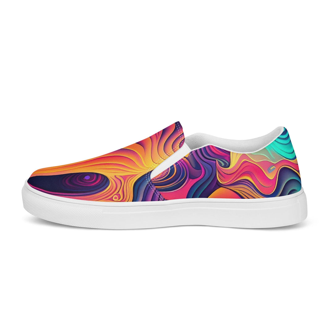 Mens Slip-on Canvas Shoes Vibrant Psychedelic Kaleidoscope Boho Print