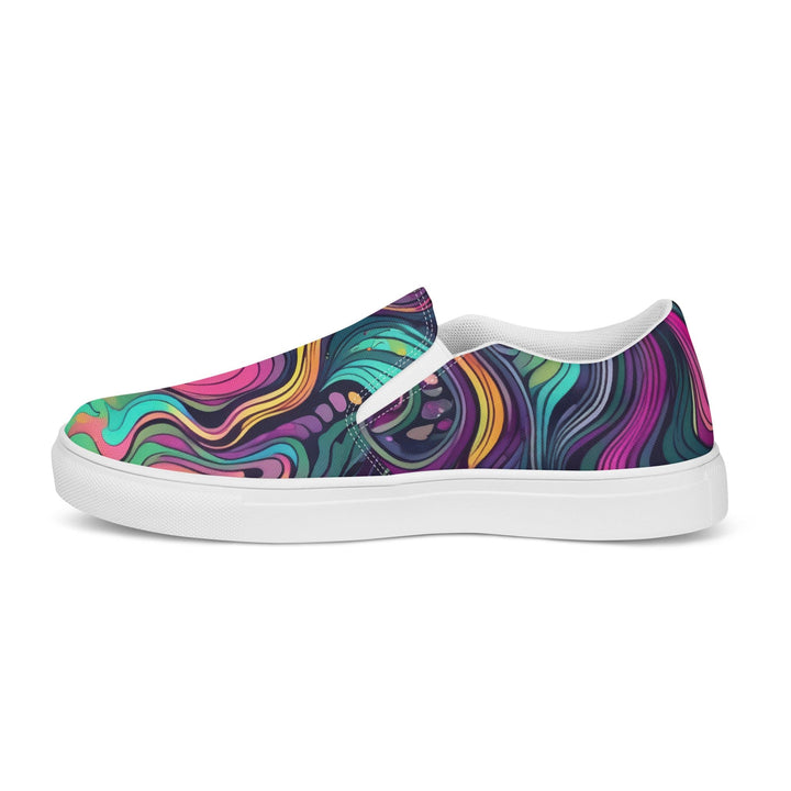 Mens Slip-on Canvas Shoes Vibrant Psychedelic Rave Pattern - 3