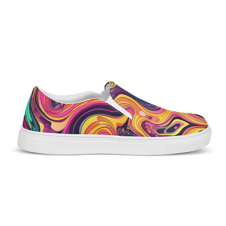 Mens Slip-on Canvas Shoes Vibrant Psychedelic Rave Pattern - 3