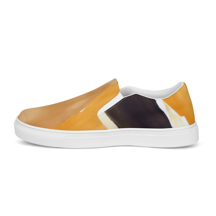 Mens Slip-on Canvas Shoes Yellow Brown Abstract Pattern