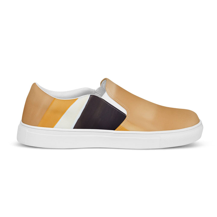 Mens Slip-on Canvas Shoes Yellow Brown Abstract Pattern