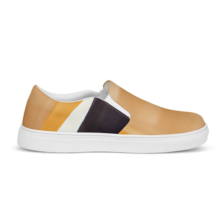 Mens Slip-on Canvas Shoes Yellow Brown Abstract Pattern