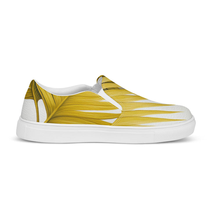 Mens Slip-on Canvas Shoes Yellow Palm Leaves