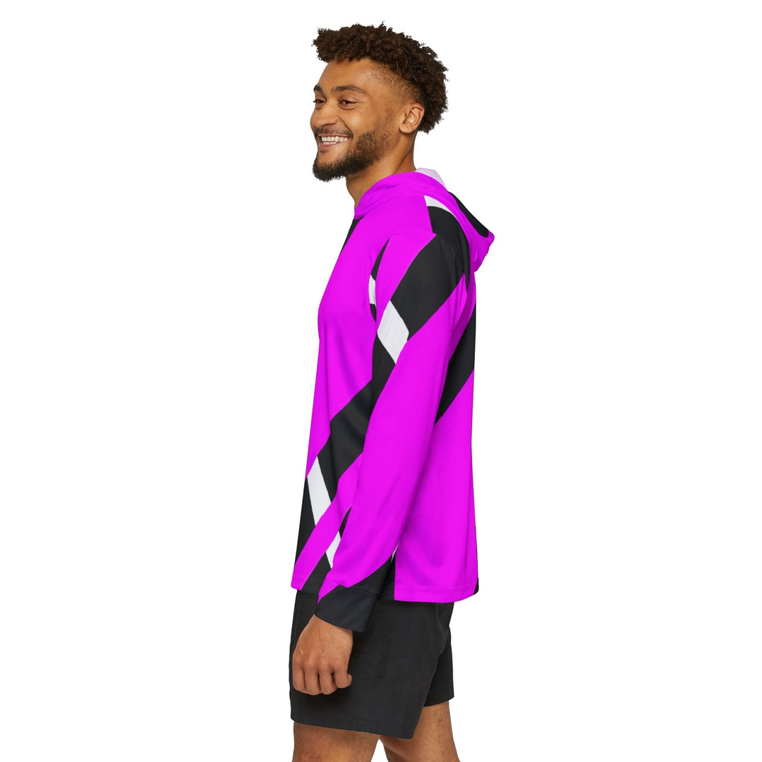 Mens Sports Graphic Hoodie Black And Pink Pattern - Mens | Sweatshirts | AOP