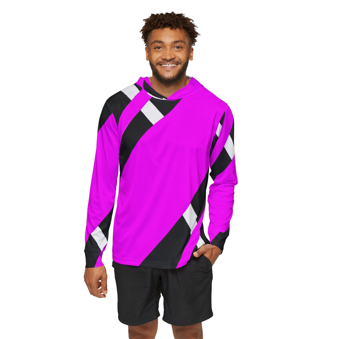 Mens Sports Graphic Hoodie Black And Pink Pattern - Mens | Sweatshirts | AOP