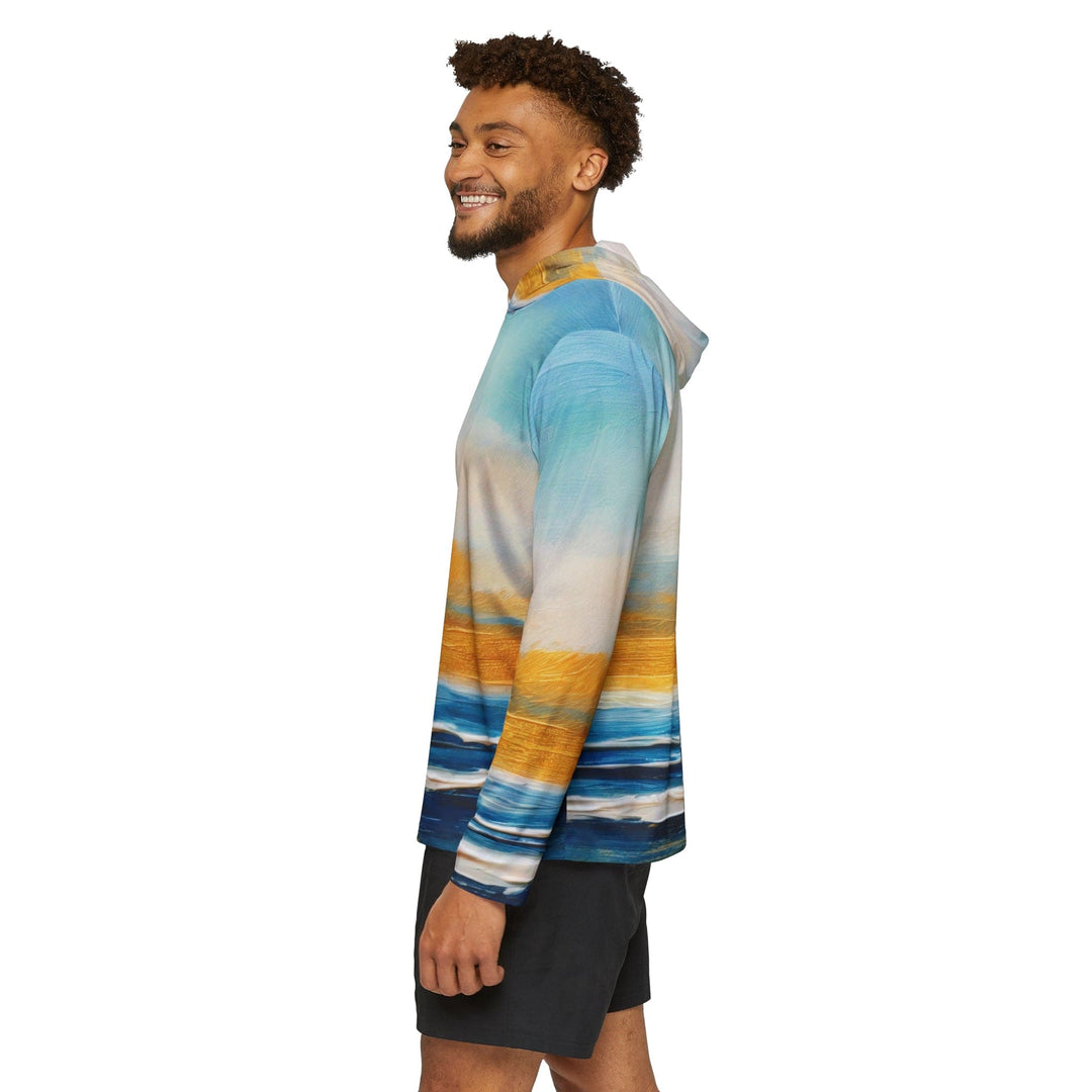 Mens Sports Graphic Hoodie Blue Ocean Golden Sunset Print - Mens | Hoodies | AOP