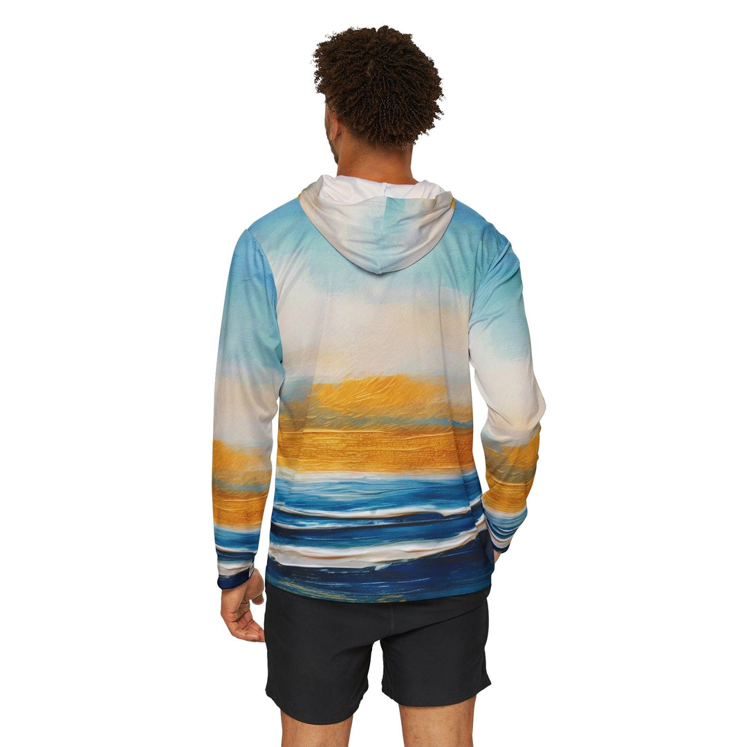 Mens Sports Graphic Hoodie Blue Ocean Golden Sunset Print - Mens | Hoodies | AOP