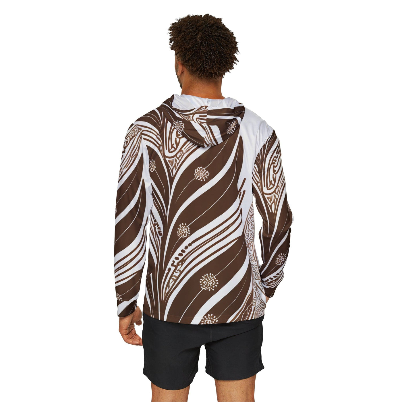 Mens Sports Graphic Hoodie Floral Brown Line Art Print 46192 - All Over Prints