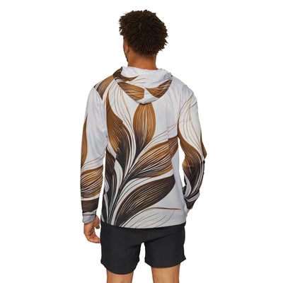 Mens Sports Graphic Hoodie Floral Brown Line Art Print 8669 - All Over Prints