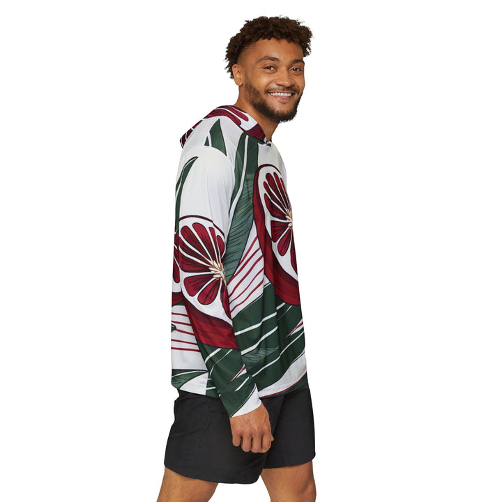 Mens Sports Performance Graphic Hoodie - Floral Line Art Print 8332 - Mens