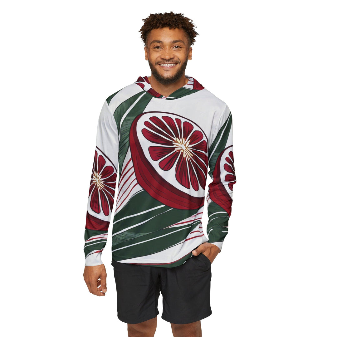 Mens Sports Performance Graphic Hoodie - Floral Line Art Print 8332 - Mens