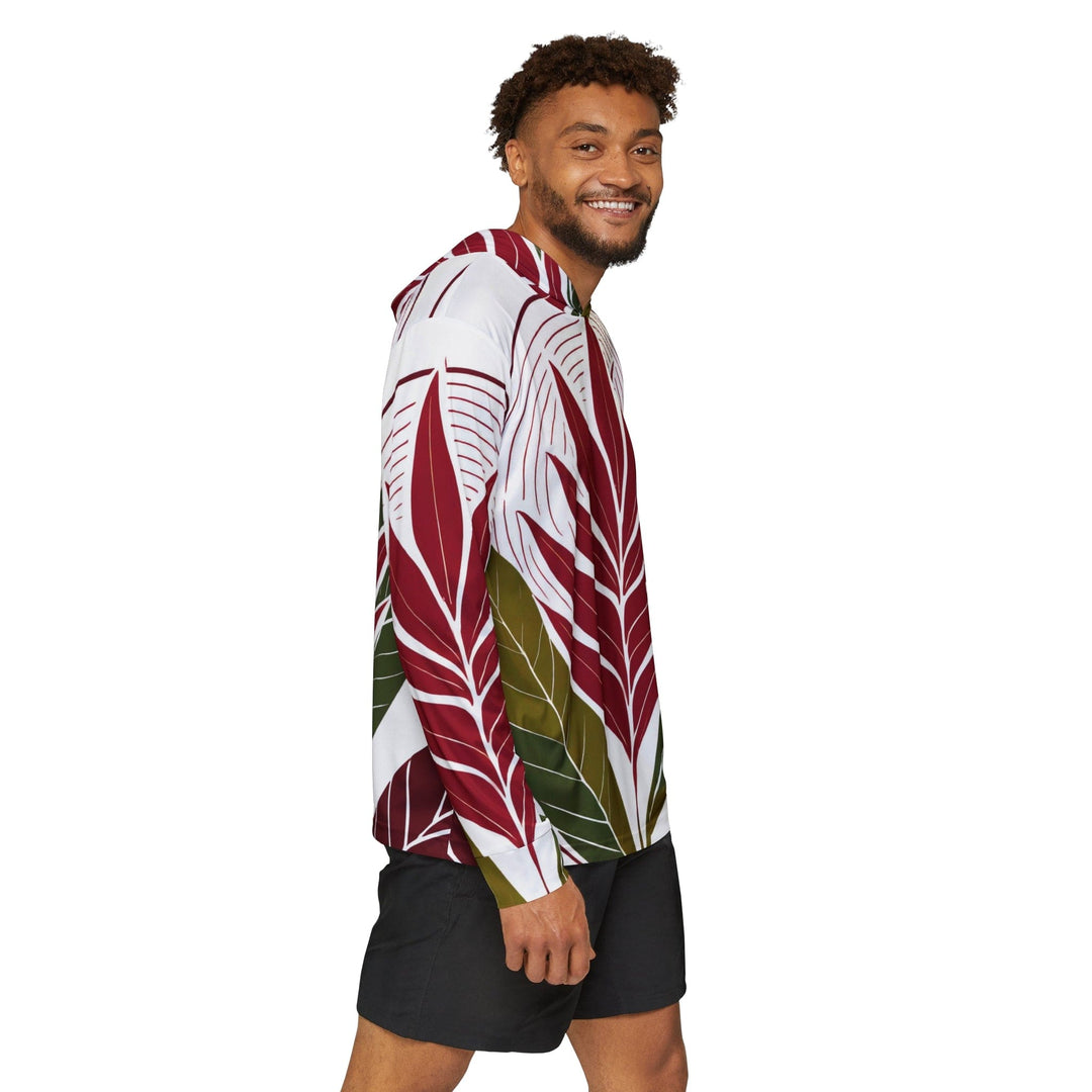 Mens Sports Performance Graphic Hoodie - Floral Line Art Print 8333 - Mens