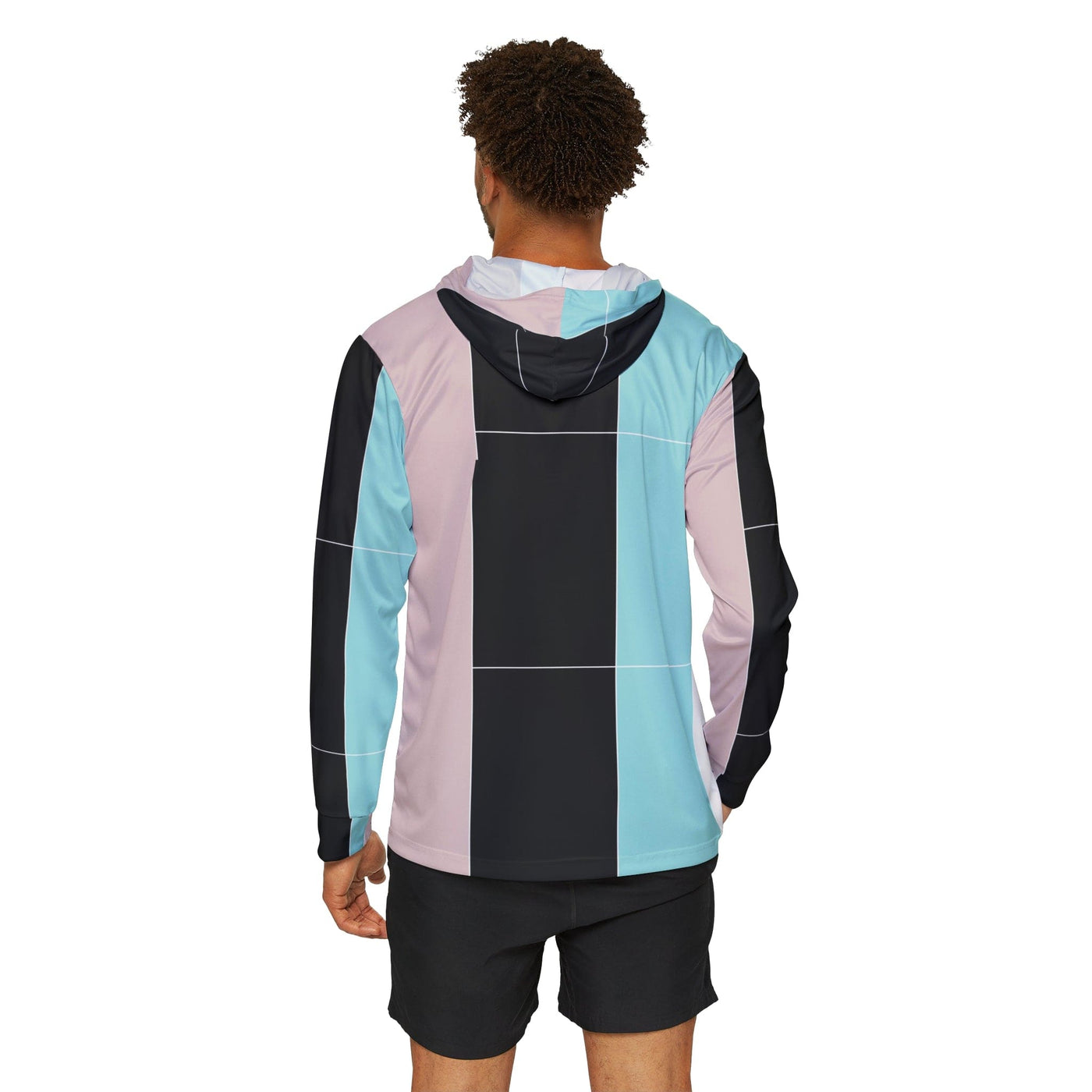 Mens Sports Graphic Hoodie Pastel Colorblock Pink/black/blue - All Over Prints