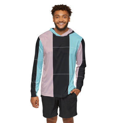 Mens Sports Graphic Hoodie Pastel Colorblock Pink/black/blue - All Over Prints