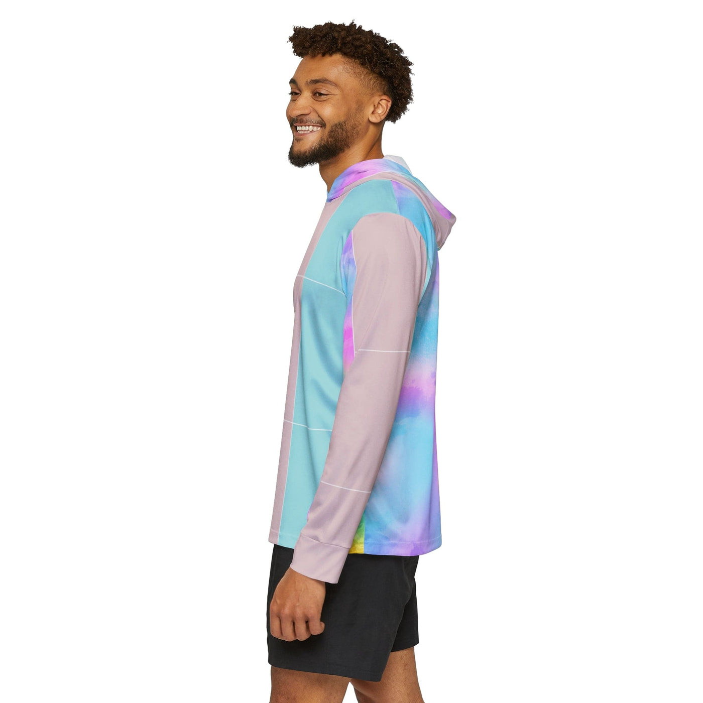 Mens Sports Graphic Hoodie Pastel Colorblock Watercolor Illustration - All Over