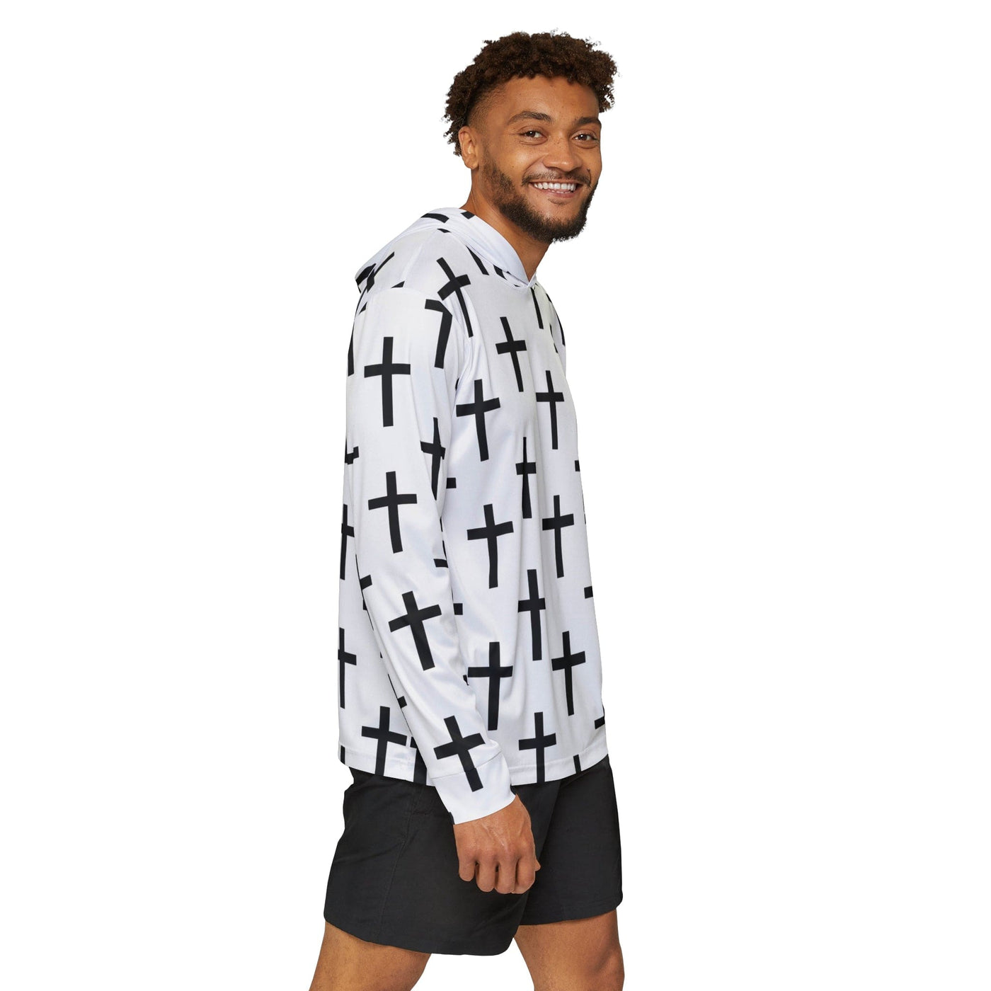Mens Sports Graphic Hoodie Seamless Cross Pattern - All Over Prints