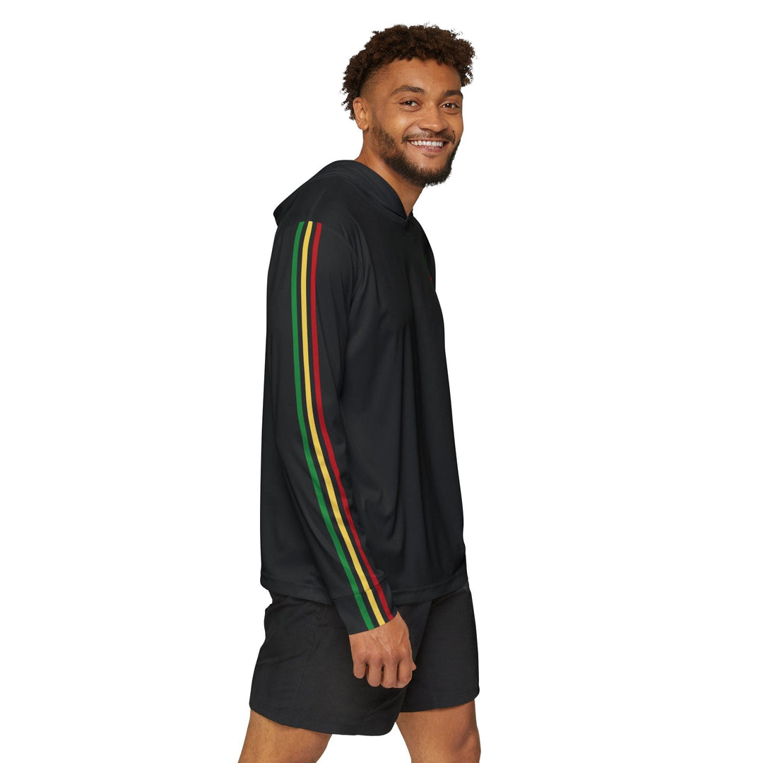 Mens Sports Hoodie Red Black Green Yellow Stripes - Mens | Hoodies | Sports