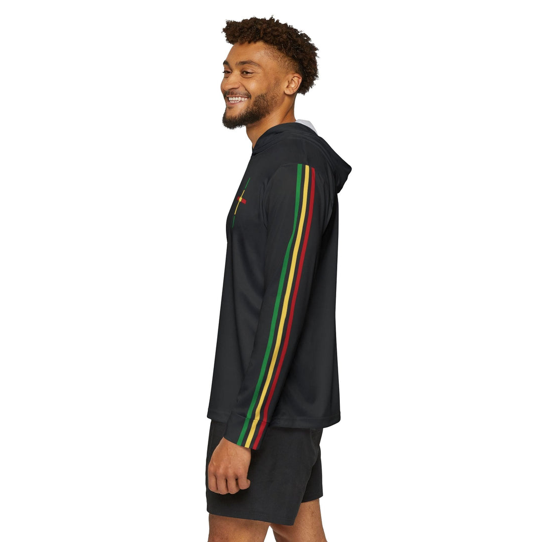 Mens Sports Hoodie Red Black Green Yellow Stripes - Mens | Hoodies | Sports