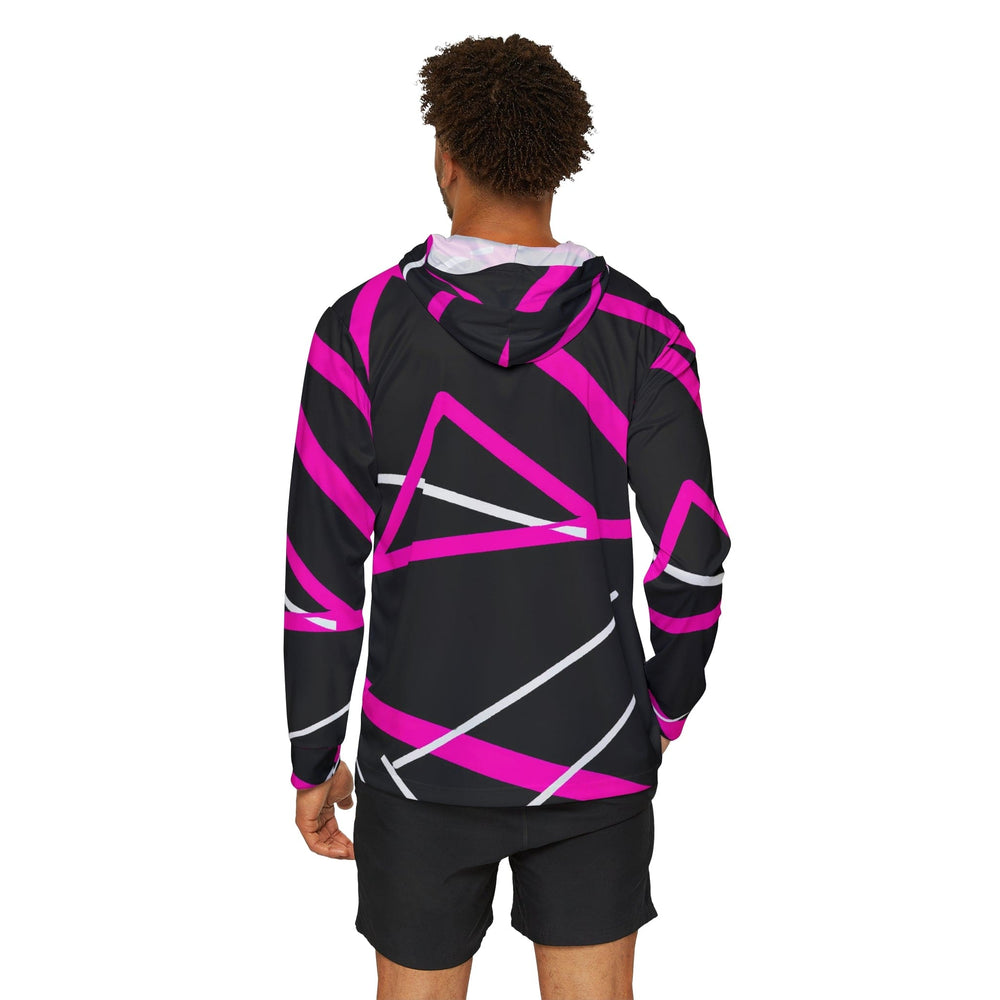 Mens Sports Performance Graphic Hoodie - Black and Pink Pattern - Mens