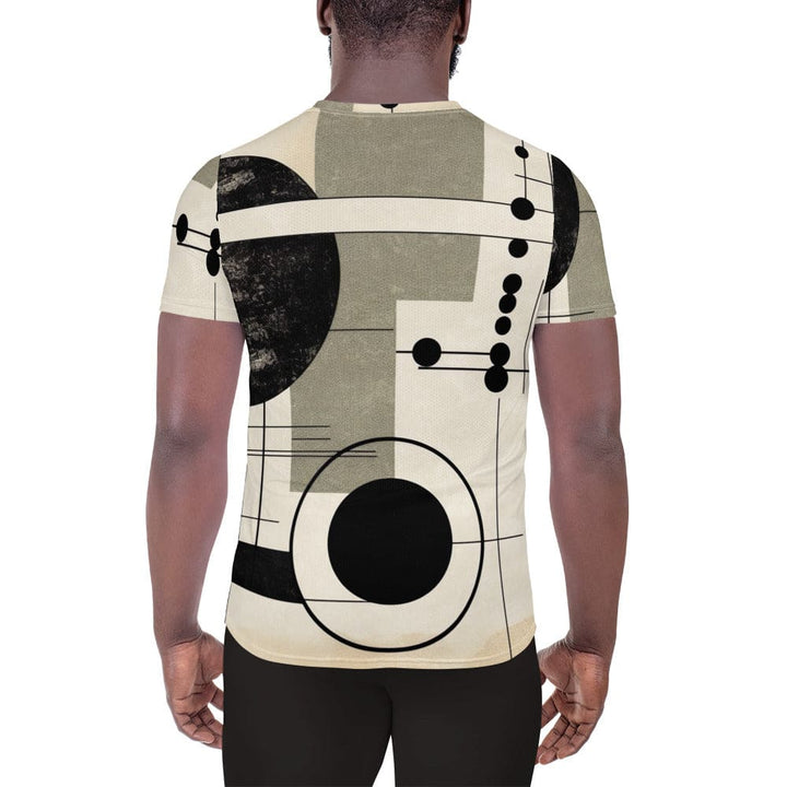 Mens Stretch Fit Athletic Sports T-shirt - Abstract Black Beige Brown