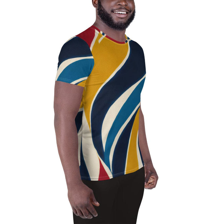 Mens Stretch Fit Athletic Sports T-shirt - Abstract Multicolor Swirl