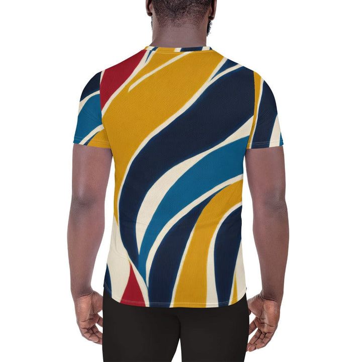Mens Stretch Fit Athletic Sports T-shirt - Abstract Multicolor Swirl