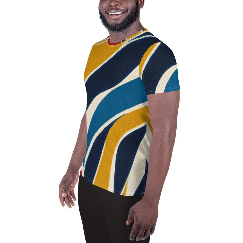Mens Stretch Fit Athletic Sports T-shirt - Abstract Multicolor Swirl