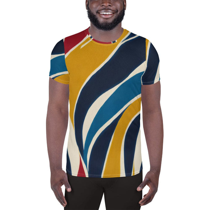 Mens Stretch Fit Athletic Sports T-shirt - Abstract Multicolor Swirl