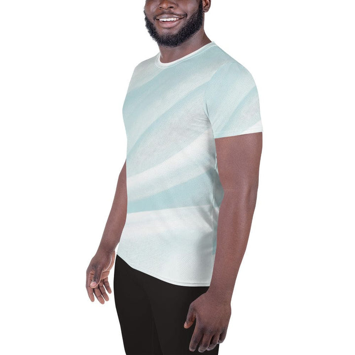 Mens Stretch Fit Athletic Sports T-shirt - Pastel Blue Swirl