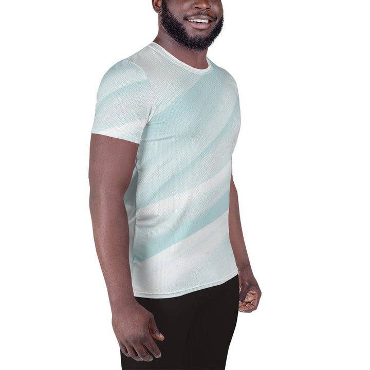 Mens Stretch Fit Athletic Sports T-shirt - Pastel Blue Swirl