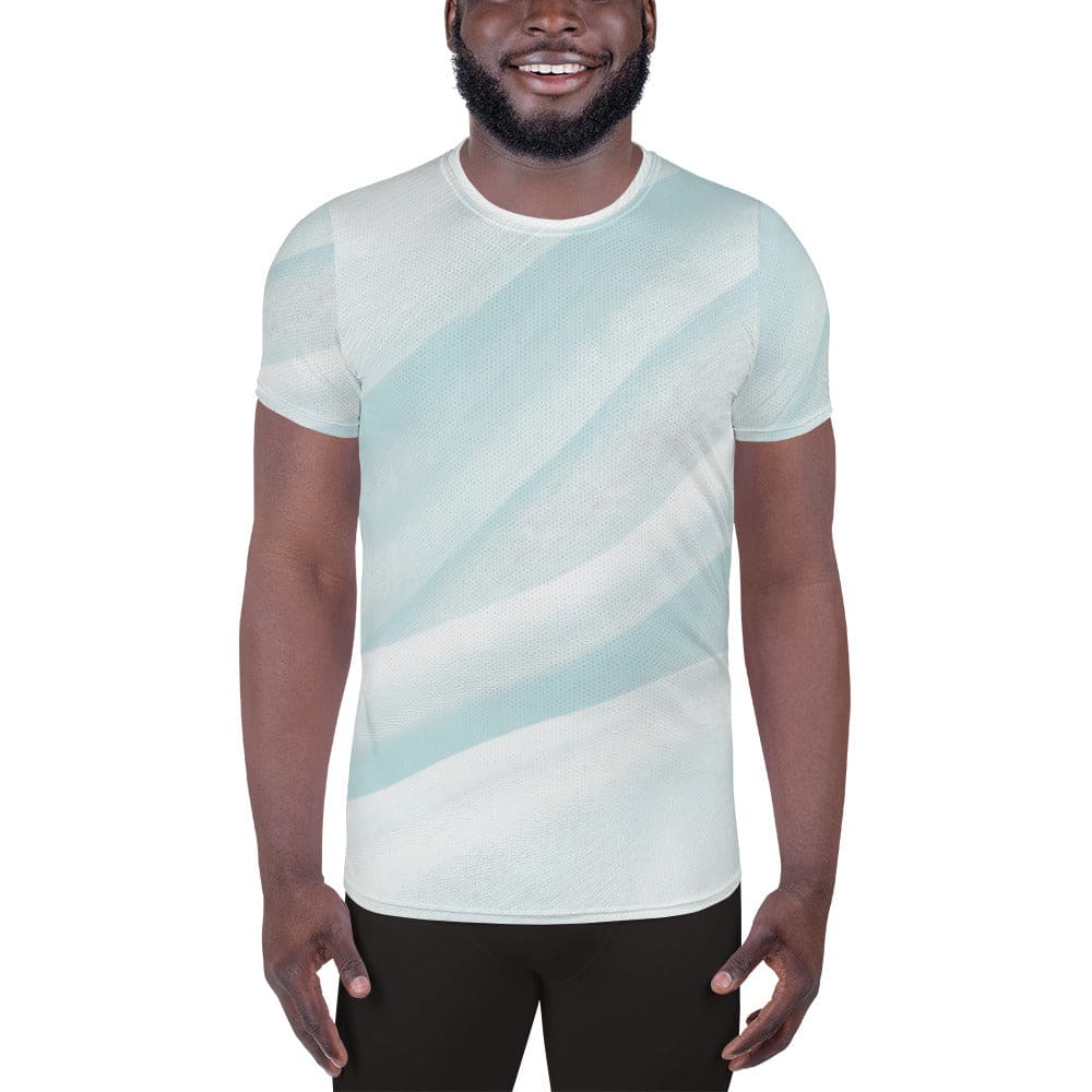 Mens Stretch Fit Athletic Sports T-shirt - Pastel Blue Swirl
