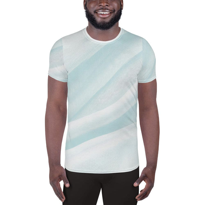 Mens Stretch Fit Athletic Sports T-shirt - Pastel Blue Swirl