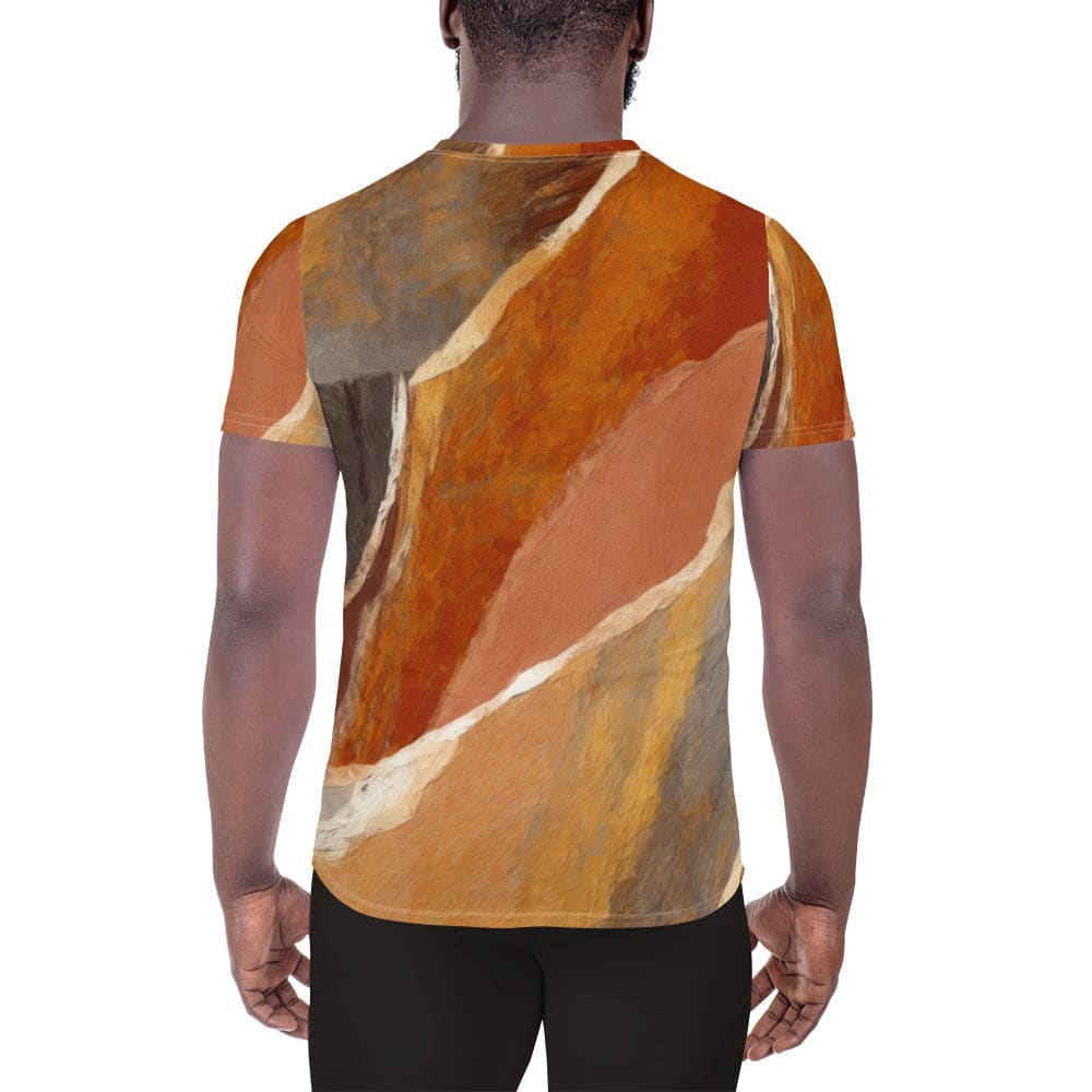 Mens Stretch Fit Athletic Sports T-shirt - Rustic Brown Stone Print