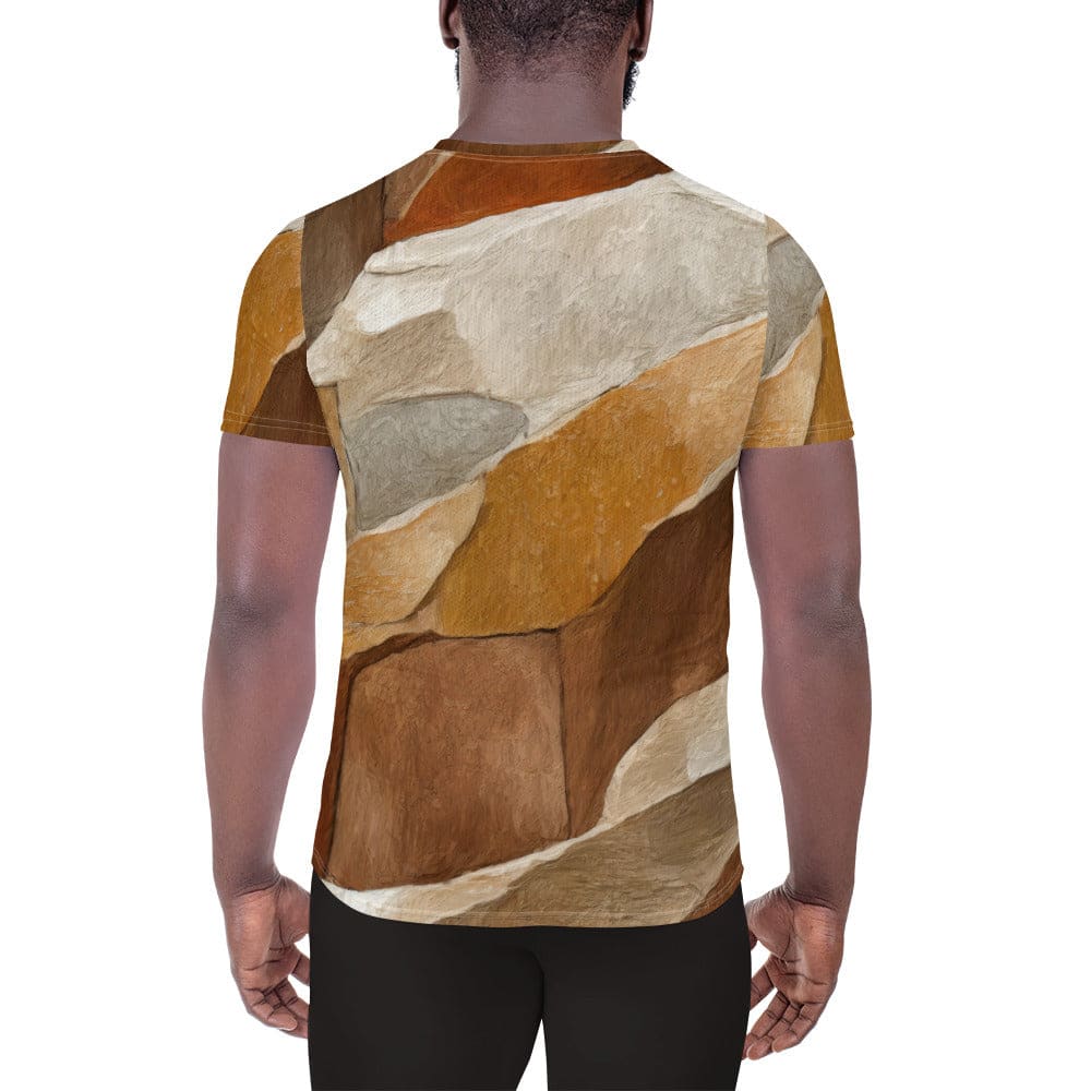 Mens Stretch Fit Athletic Sports T-shirt - Abstract Stone Print