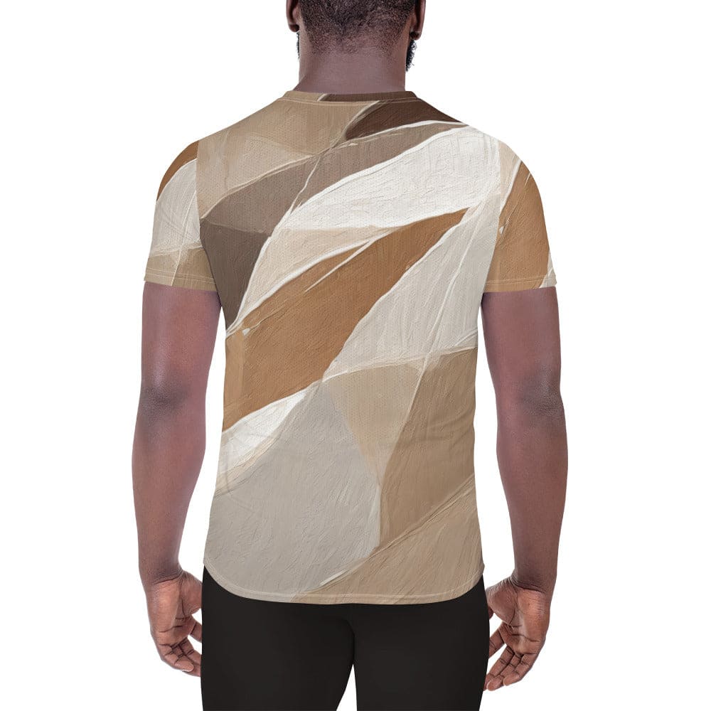 Mens Stretch Fit Athletic Sports T-shirt - Rustic Brown Stone Print